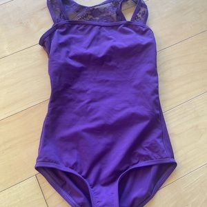 Girls Purple Lace Tank Camisole Dance Leotard